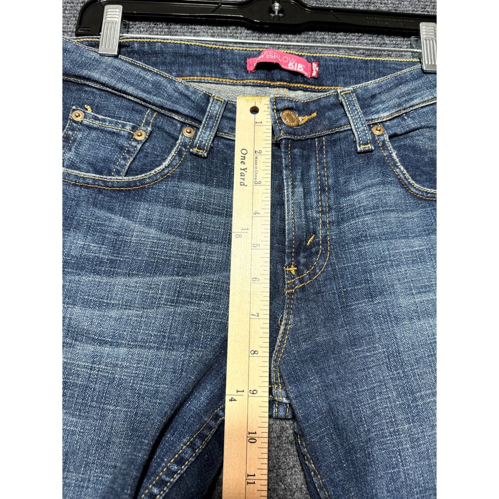 Levi's 518 Superlow Bootcut Jeans Women 7 Short Blue Low Rise Stretch - Picture 7 of 10